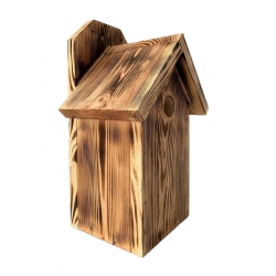 Budka lęgowa dla ptaków do montowania na ścianach i murach - sikorek, wróbli i kowalików - opalana