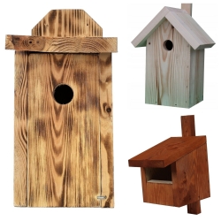 Budki dla ptaków - zestaw 3 rodzajów w różnych kolorach