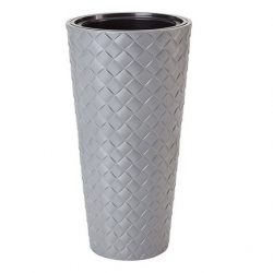 Doniczka okrągła wysoka z wkładem - Makata Slim - 30 cm - beton