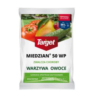 Miedzian 50 WP - na zarazę, kędzierzawość liści i inne choroby grzybowe - Target - 100 g